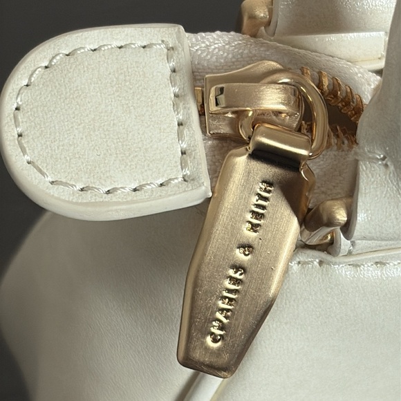 Charles & Keith Bag Avis Belted Top Handle Mini Bag Cream - Picture 9 of 15
